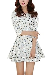 Summer Winter Cotton/Leather/Polyester/Wool Floral Print Homecoming Dress 