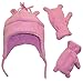 N'Ice Caps Girls Sherpa Lined Micro Fleece Hat and Mitten Set with Ears