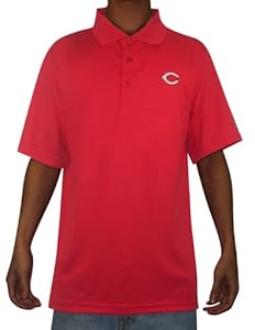 Mens MLB Cincinnati Reds Baseball Athletic Short Sleeve Dri Fit Polo Shirt M Red
