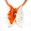 Handmade Murano Glass Pendant - Butterfly Orange/White