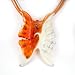 Handmade Murano Glass Pendant - Butterfly Orange/White