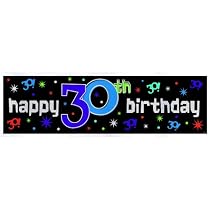 The Party Continues 30th Metallic Giant Sign Banner 65in x 20in