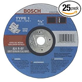 Bosch CC1M700 7-Inch by 1/8-Inch A24R-BF Grit Metal Cutting Abrasive Wheel with 5/8-Inch and Diamond Knockout Arbor, 25 Pack
