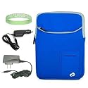 Dark Blue Amazon Kindle DX 3 Pocket Vertical Carrying Sleeve + Rapid Kindle DX Car Charger + Kindle DX Wall Charger + Live*Laugh*Love Wrist Band!!! (Kindle DX Not Included)