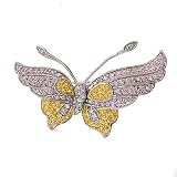 C.Z. Canary Pink Sapphire Diamond Sterling Silver Butterfly Pin