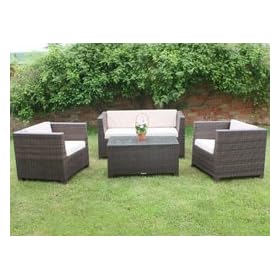 Tresco Brown Synthetic Rattan Sofa Set All Weather Garden Furniture
