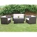 Tresco Brown Synthetic Rattan Sofa Set All Weather Garden Furniture