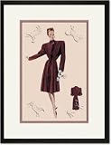 Black Framed/Matted Print 17x23, Burgundy Dressy Coat