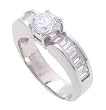 SilverBin Sterling Silver Engagement Style Round CZ Ring with Baguette CZ Accents