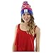 SummerTies Anchor Winter Hat with Pom Pom - Red, White, Blue - with Anchor Patch Blue on White