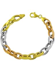 14 Karat Tri-color Gold Oval Link Bracelet (8 Inch)