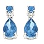 10k White Gold Blue Topaz Pear Shaped Earrings w/ Diamond Accent