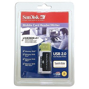 SanDisk SDDR-107-A10M MobileMate MS+ USB 2.0 Mobile Card Reader Writer Support Sandisk 1GB 2GB 4GB 8GB 16GB # Memory Stick # Memory Stick Duo # Memory Stick PRO # Memory Stick PRO Duo