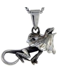 Sterling Silver Frilled Lizard Pendant, 5/8 inch tall