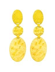 14 Karat Yellow Gold Satin Disc Dangle Earrings