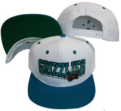 Vancouver Grizzlies Wave White/Teal Two Tone Plastic Snapback Adjustable Plastic Snap Back Hat / Cap