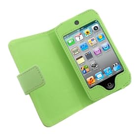 GTMax Premium Folio Wallet Leather Cover Case - Green for Apple iPod touch 8GB 32GB 64G 4G 4 (4th Generation)