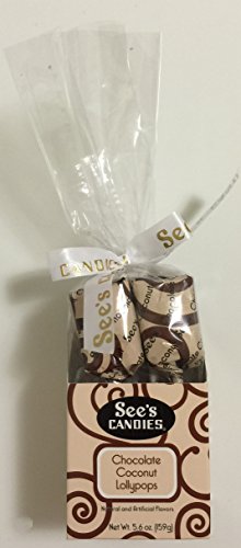 See's Candies 5.6oz Chocolate Coconut Lollypops.(pack of 1)