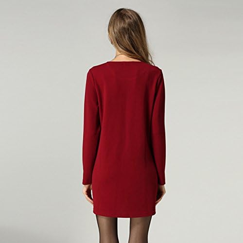 Oupay Women Fall Winter Cotton Blend Slim Fit A Line Tops Bottoming Shirt XXXXXL Red