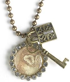 Monarch Inspirations Antiqued "Owl" Treasure Necklace with Lock and Key Charms M-LKN-01