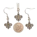 New Orleans Saints Necklace and Dangle Earring Charm Set