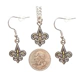 New Orleans Saints Necklace and Dangle Earring Charm Set ~ aminco
