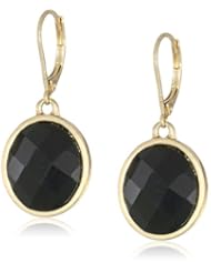 Napier "Shimmery Shine" Gold-Tone Jet Drop Earrings