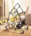 Table Top Scrollwork Metal Wine Rack / Wine Bottle Holder with Leaf Design in Antique Black and Gold Finish