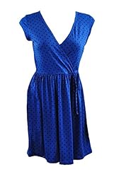 Junior Elasticized   Waistline Above the Knee Cap Sleeves Wrap Polyester/Spandex Polka Dot Print Mini Dress 