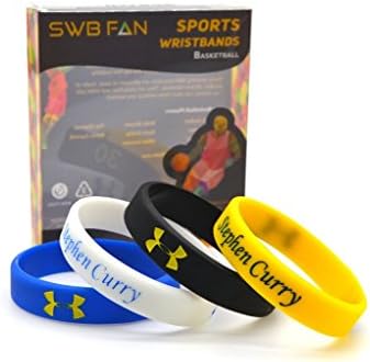 SWBFAN Bracelets With Stephen Curry In 3D Letters - Best Men Silicone Bracelets - NBA Basketball Star Wristband - Great Gift For Sports Fans, Different Colors, Durable &amp; Eco Friendly