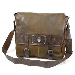 Rustic Brown Leather College Messenger Bag - Collegiate Series
