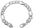 Sterling Silver 10.9 mm (7/16 inch) Heavy Figaro Chain Necklace NICKEL FREE, 26 in.