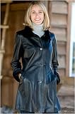 Women's Leather Jacket with Mink Collar & Cuffs