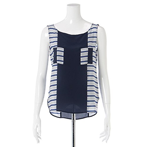 (マックスアンドコー)MAX&Co. シルクボーダー柄ノースリーブブラウス