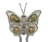 Sterling Silver Green Amber Brooch
