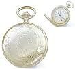 Pocket Watch - Chrome Plated White Dial Black Roman Numerals 3 Hands Pocket Watch