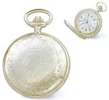 Pocket Watch - Chrome Plated White Dial Black Roman Numerals 3 Hands Pocket Watch - B000AYIF6W