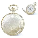 Pocket Watch - Chrome Plated White Dial Black Roman Numerals 3 Hands Pocket Watch by Goldfinger