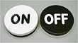 ON/OFF CRAPS BUTTON, plastic, white (front)/black (back)