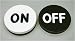 ON/OFF CRAPS BUTTON, plastic, white (front)/black (back)
