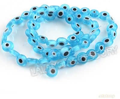 1 String Charms Wholesale Smooth Loose Blue Mini Evil Eye Glass Bead 6mm