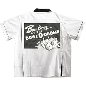 Bowl-O-Drome Bowling Shirt White and Black Classic