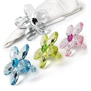 Acrylic Flower Napkin Rings- Set of 4 Assorted