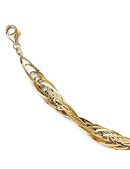 Leslies 14k Polished and Textured Fancy Link Bracelet Length 7.5"