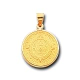 14K Yellow Gold Aztec Calendar Satin Charm Pendant