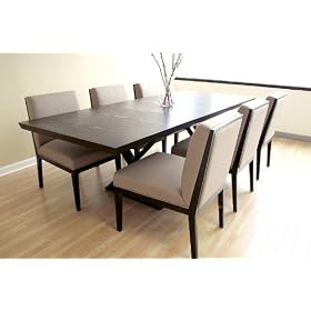 7PCS Contemporary Design Parson Chair Dining Table Set by visiondecor Furniture