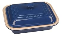 Le Creuset Stoneware 8-1/2-by-11-Inch Covered Deep Dish Baker, Blue