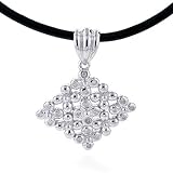 Silver & Diamond Shape Pendant 2.5mm Leather Necklace