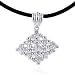 Silver & Diamond Shape Pendant 2.5mm Leather Necklace