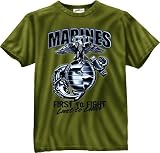 USMC 'First to Fight, Last To Leave' Logo Tee, Olive, Large